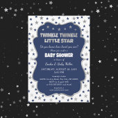 Twinkle Little Star Baby shower navy Silver Kaart