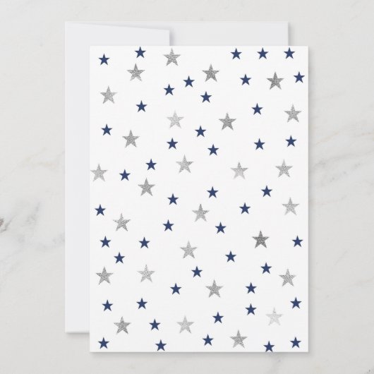 Twinkle Little Star Baby shower navy Silver Kaart (Achterkant)