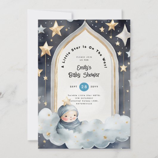 Twinkle Little Star BABY SHOWER of 1e VERJAARDAG   Kaart (Voorkant)