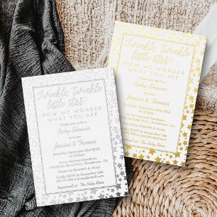 Twinkle Little Star Baby shower Real Folie Uitnodiging