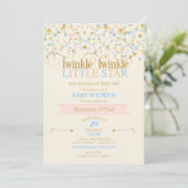 Twinkle Little Star Baby shower Roze & blauw Kaart (Staand voorkant)
