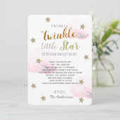 Twinkle Little Star Baby shower Roze Dank u Kaart (Staand voorkant)