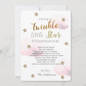 Twinkle Little Star Baby shower Roze Dank u Kaart (Voorkant)