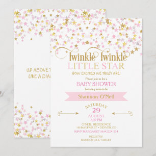 Twinkle Little Star Baby Shower Roze Goud Kaart