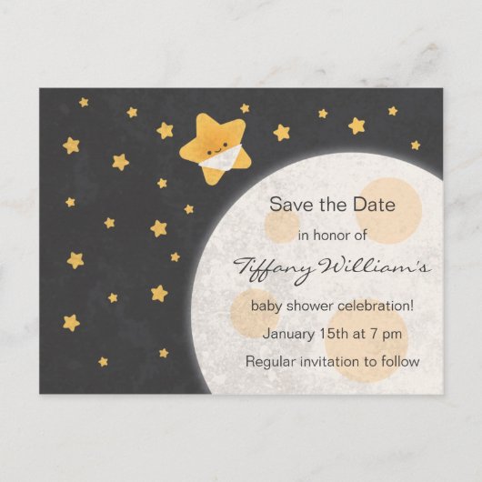 Twinkle Little Star Baby shower Save the Date Aankondigingskaart (Voorkant)