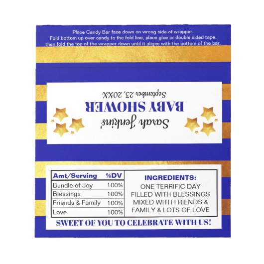Twinkle Little Star Baby shower Snoep Wrappers Notitieblok (Voorkant)
