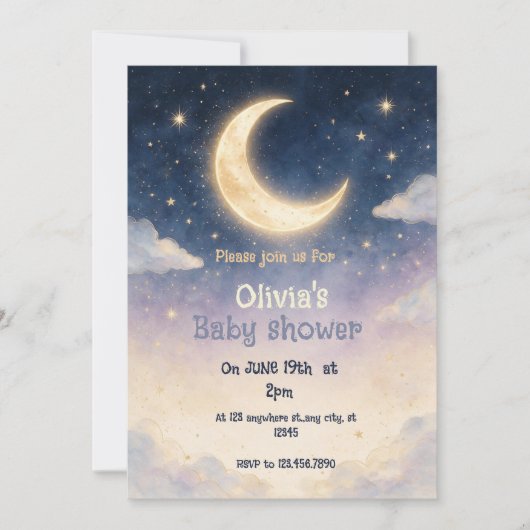 Twinkle Little Star Baby Shower Uitnodiging (Voorkant)