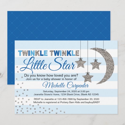 Twinkle Little Star baby shower voor jongens Kaart (Voorkant / Achterkant)