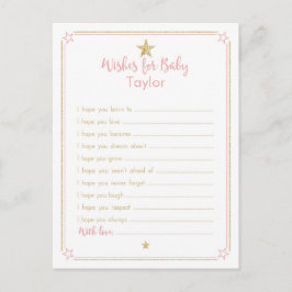 Twinkle Little Star Baby shower Wishes, Pink Gold Advieskaart
