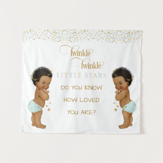 Twinkle Little Star Baby Tweeling Jongens Etnisch Wandkleed (Voorkant (horizontaal))