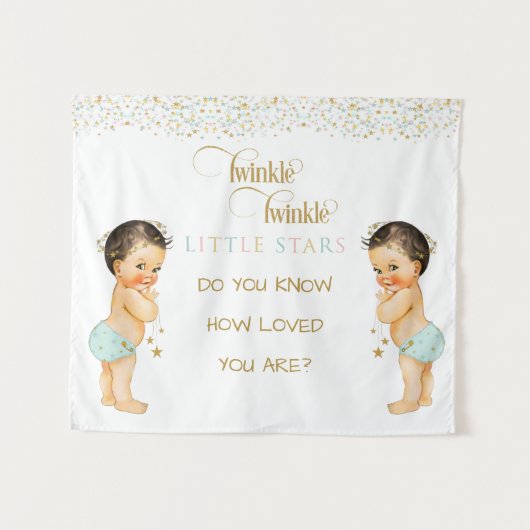 Twinkle Little Star Baby Tweeling Jongens Wandkleed (Voorkant (horizontaal))