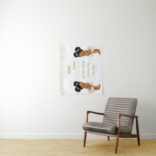 Twinkle Little Star Baby Tweeling Meisjes Etnisch Wandkleed (In situ)