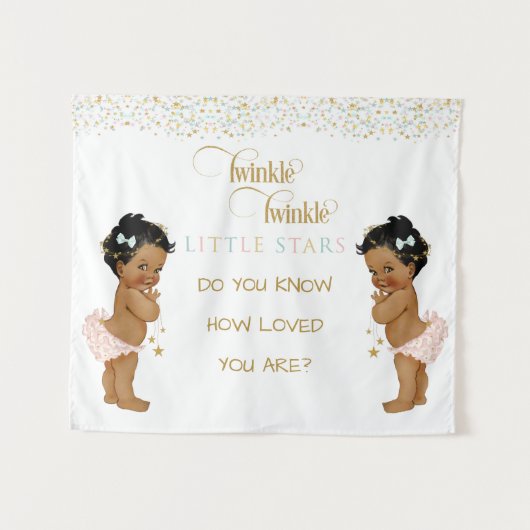 Twinkle Little Star Baby Tweeling Meisjes Etnisch Wandkleed (Voorkant (horizontaal))