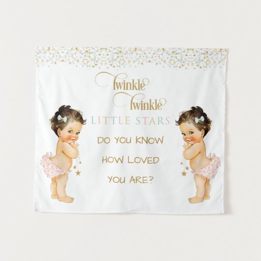 Twinkle Little Star Baby Twin Meisjes Wandkleed (Voorkant (horizontaal))