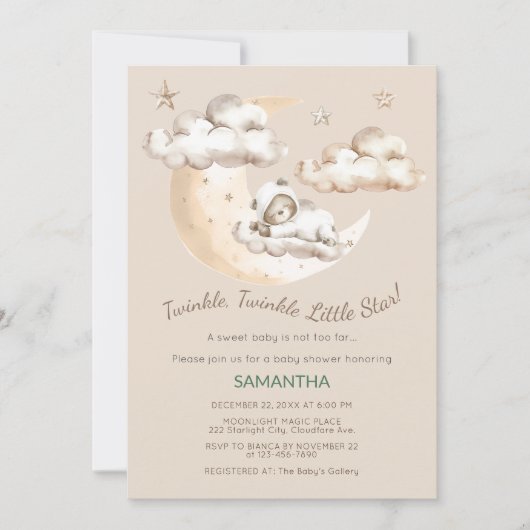 Twinkle Little Star Beer Baby shower Uitnodiging (Voorkant)