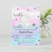 Twinkle Little Star, Beer Holographic Baby shower Kaart (Staand voorkant)