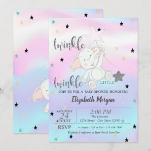 Twinkle Little Star, Beer Holographic Baby shower Kaart