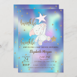 Twinkle Little Star Beer Holographic Baby shower Kaart