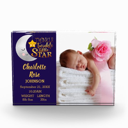 Twinkle Little Star Birth Announounding Baby Fotoblokken (Voorkant)