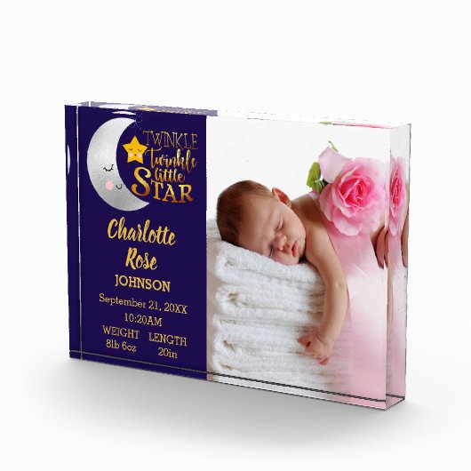 Twinkle Little Star Birth Announounding Baby Fotoblokken (Rechts)