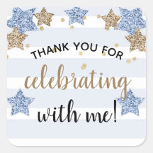 Twinkle Little Star Birthday Boy Blue Gold