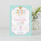 Twinkle Little Star Birthday Invitation Girl Kaart (Staand voorkant)