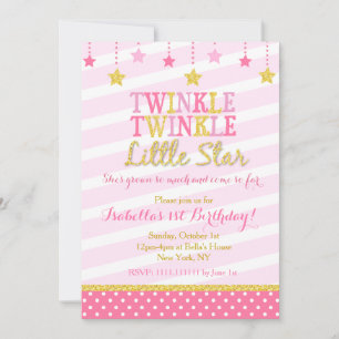 Twinkle Little Star Birthday Invitation Kaart