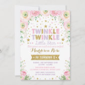 Twinkle Little Star Birthday Noite Pink Floral Kaart (Voorkant)