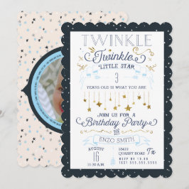 Twinkle Little Star Birthday Party-uitnodigingen Kaart