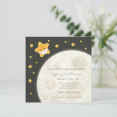 Twinkle Little Star Black en Yellow Baby shower Kaart (Staand voorkant)