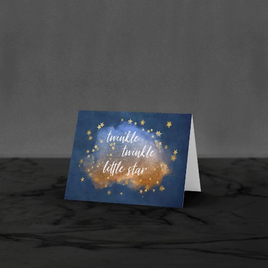 Twinkle Little Star | Blauw Baby shower van koperg Bedankkaart