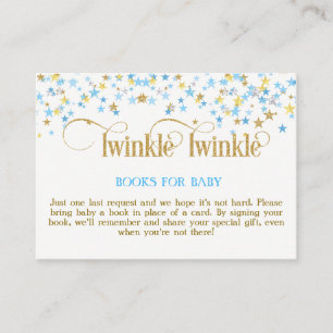 Twinkle Little Star Blauw Goud Boek Verzoekkaart Informatiekaartje