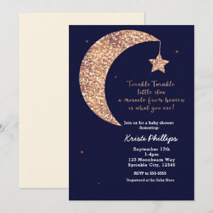 Twinkle Little Star Blauwe Bronzen Maan Baby Showe Kaart