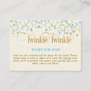 Twinkle Little Star Blauwe Goud Boek Verzoekkaart Informatiekaartje