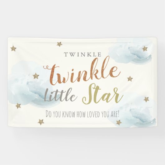 Twinkle Little Star Blue Baby shower Banner (Horizontaal)