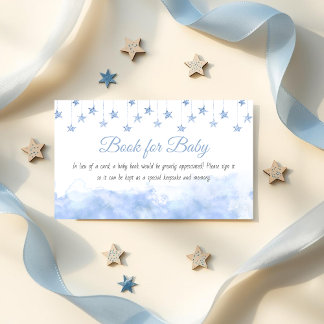 Twinkle Little Star Blue Baby Shower Book Request Informatiekaartje