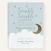 Twinkle Little Star Blue Baby shower Guest Book Notitieboek (Voorkant)