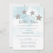 Twinkle Little Star Blue Baby shower Invitation Kaart (Voorkant)