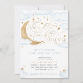 Twinkle Little Star Blue Baby shower Invitation Kaart (Voorkant)
