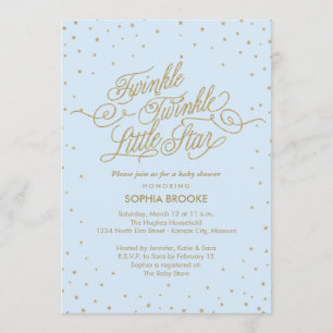 Twinkle Little Star Blue Baby Shower Kaart