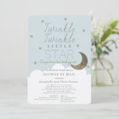 Twinkle Little Star Blue Baby shower per post Kaart (Staand voorkant)