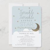 Twinkle Little Star Blue Baby shower per post Kaart (Voorkant)