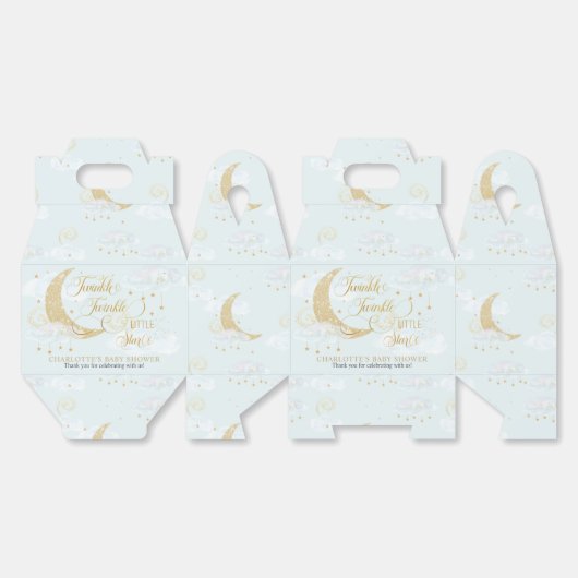 Twinkle Little Star Blue Baby shower Verjaardag Bedankdoosjes (Ongevouwen)