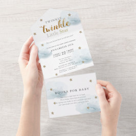 Twinkle Little Star Blue Book Baby shower All In One Uitnodiging
