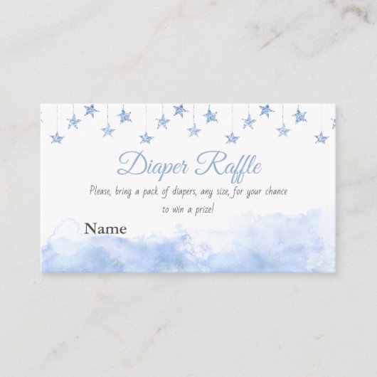Twinkle Little Star Blue Boy Baby Shower Diaper Informatiekaartje (Voorkant)