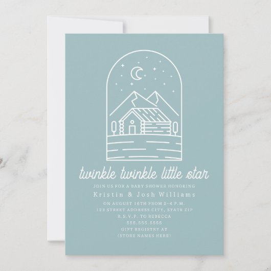 Twinkle Little Star Blue Boy Baby shower Kaart (Voorkant)