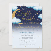 Twinkle Little Star Blue Boy Baby shower Kaart (Voorkant)