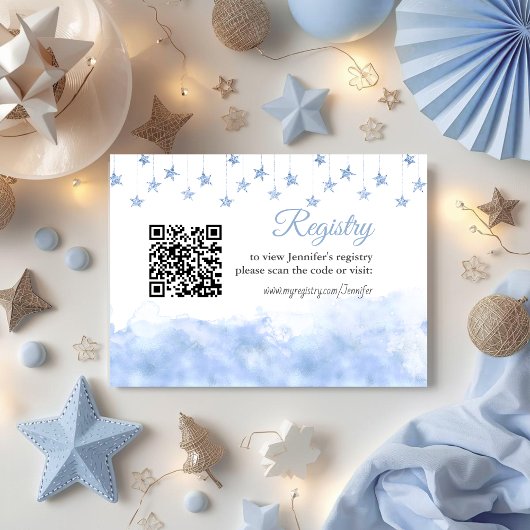 Twinkle Little Star Blue Boy Baby Shower Registry Informatiekaartje