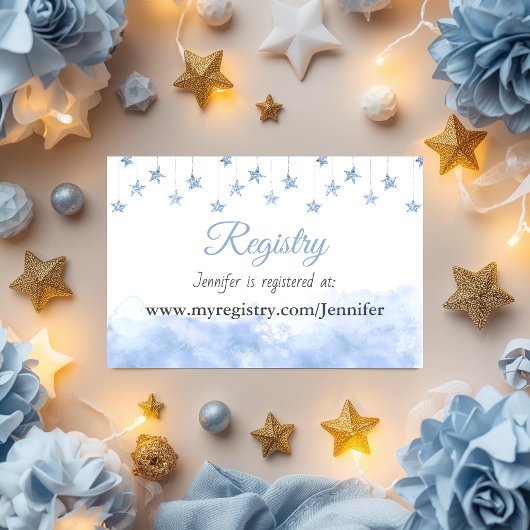 Twinkle Little Star Blue Boy Baby Shower Registry Informatiekaartje