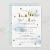 Twinkle Little Star Blue Boy Drive-by Baby shower Kaart (Voorkant / Achterkant)